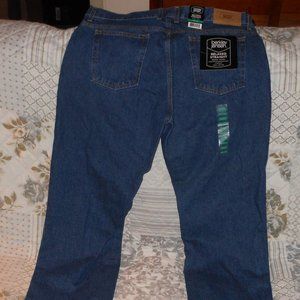 NWT Berkley Jensen Relaxed Straight Men`s Dark Stonewash Blue Jeans Size 38x32